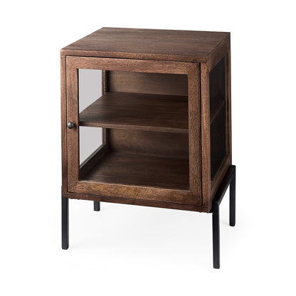 Mercana - Arelius 20L x 18W x 26H Medium Brown Wood W/ Black Metal Frame End/Side Table - 69302 view 1