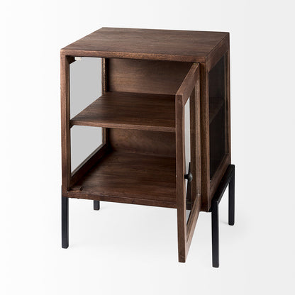 Mercana - Arelius 20L x 18W x 26H Medium Brown Wood W/ Black Metal Frame End/Side Table - 69302 view 10