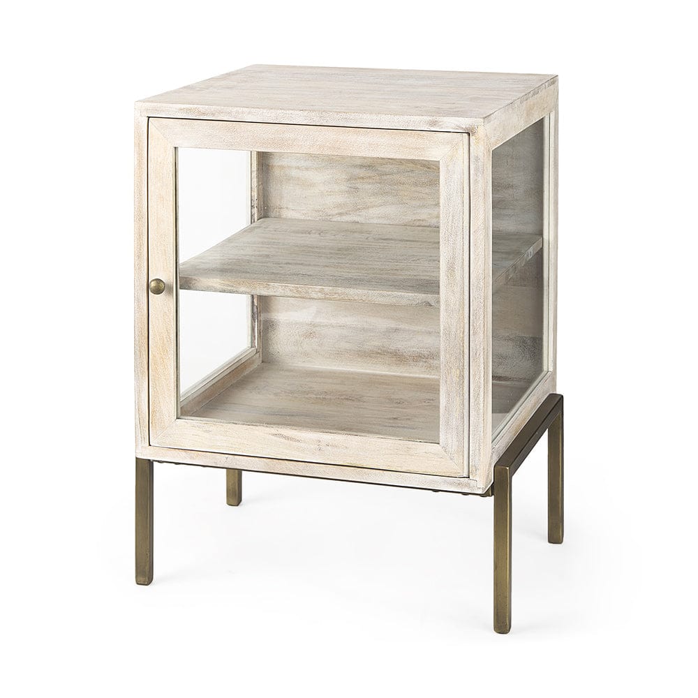 Mercana - Arelius 20L x 18W x 26H White Wood W/ Gold Metal Frame End/Side Table - 69304_CLOSEOUT view 1