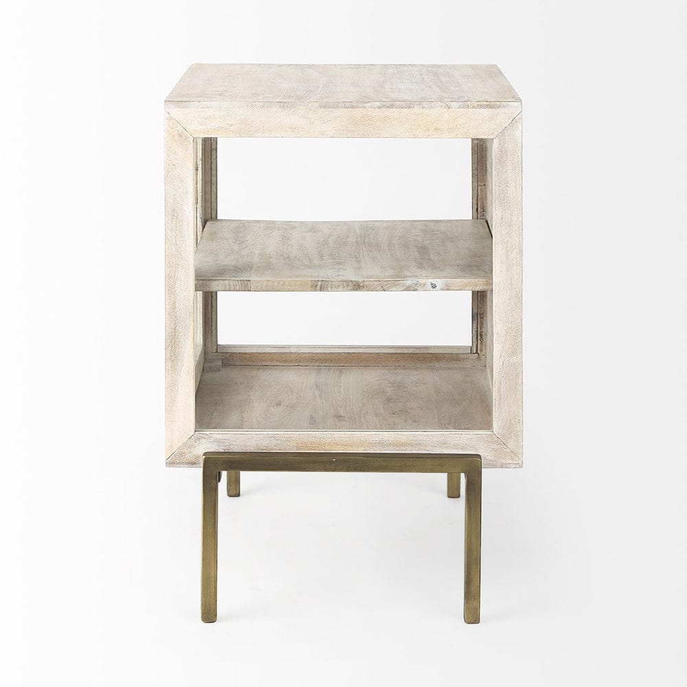 Mercana - Arelius 20L x 18W x 26H White Wood W/ Gold Metal Frame End/Side Table - 69304_CLOSEOUT view 3