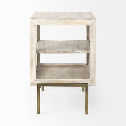 Mercana - Arelius 20L x 18W x 26H White Wood W/ Gold Metal Frame End/Side Table - 69304_CLOSEOUT view 3