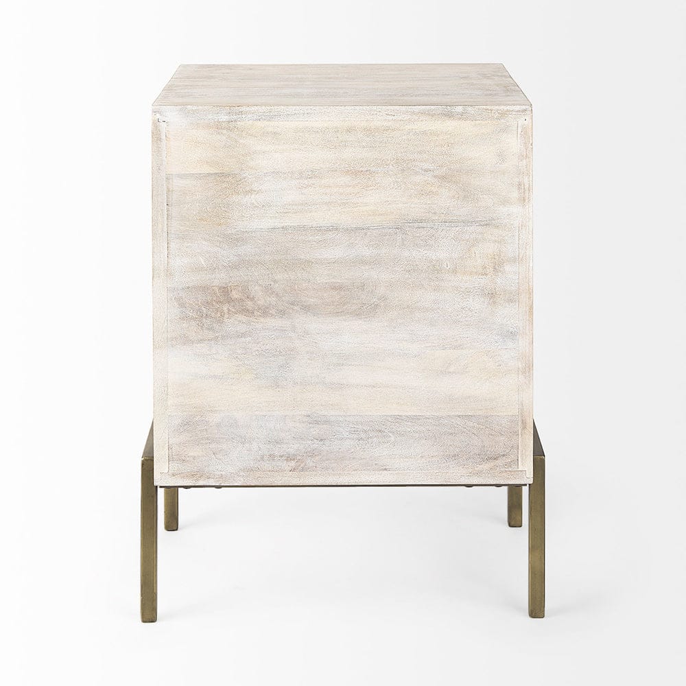 Mercana - Arelius 20L x 18W x 26H White Wood W/ Gold Metal Frame End/Side Table - 69304_CLOSEOUT view 4