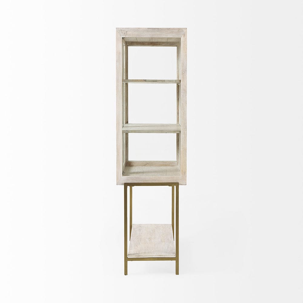 Mercana - Arelius 36L x 18.75W x 63H White Wood W/ Gold Metal Base Display Cabinet - 69301 view 3