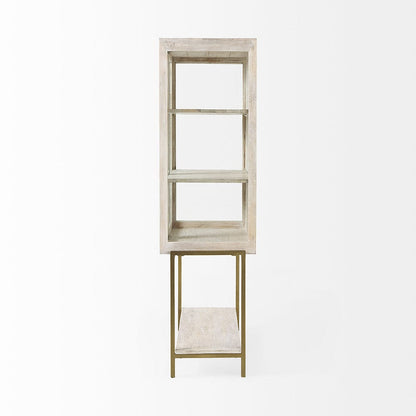 Mercana - Arelius 36L x 18.75W x 63H White Wood W/ Gold Metal Base Display Cabinet - 69301 view 3