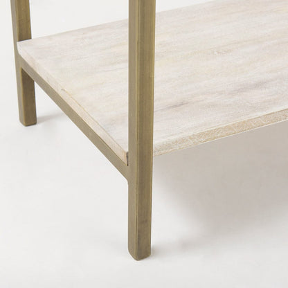 Mercana - Arelius 36L x 18.75W x 63H White Wood W/ Gold Metal Base Display Cabinet - 69301 view 9