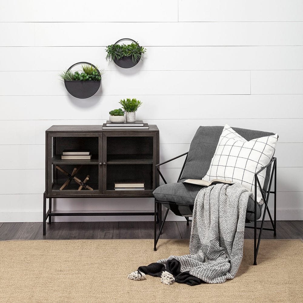 Mercana - Arelius 36L x 18W Black-Brown Wood, Black Metal Base w/ 2 Glass Doors Accent Cabinet - 69010 view 8
