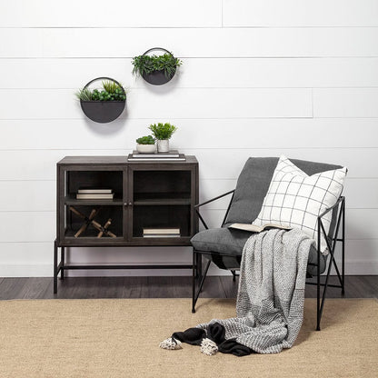 Mercana - Arelius 36L x 18W Black-Brown Wood, Black Metal Base w/ 2 Glass Doors Accent Cabinet - 69010 view 8