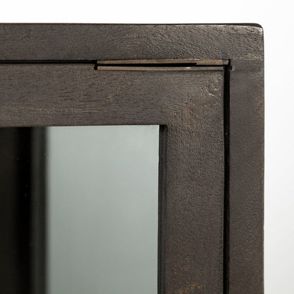 Mercana - Arelius 36L x 18W Black-Brown Wood, Black Metal Base w/ 2 Glass Doors Accent Cabinet - 69010 view 10
