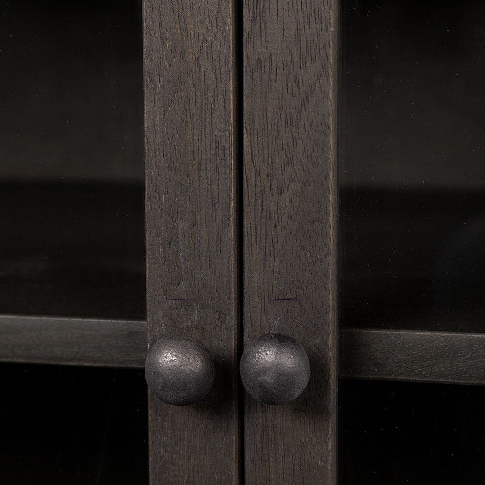 Mercana - Arelius 36L x 18W Black-Brown Wood, Black Metal Base w/ 2 Glass Doors Accent Cabinet - 69010 view 11