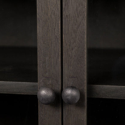 Mercana - Arelius 36L x 18W Black-Brown Wood, Black Metal Base w/ 2 Glass Doors Accent Cabinet - 69010 view 11