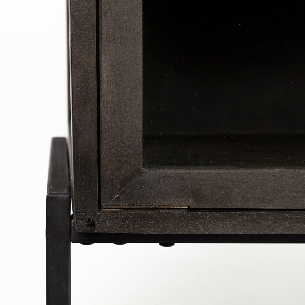 Mercana - Arelius 36L x 18W Black-Brown Wood, Black Metal Base w/ 2 Glass Doors Accent Cabinet - 69010 view 12