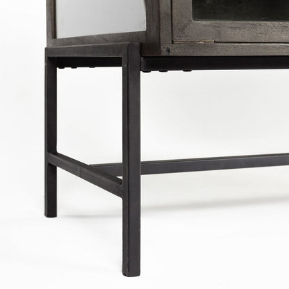 Mercana - Arelius 36L x 18W Black-Brown Wood, Black Metal Base w/ 2 Glass Doors Accent Cabinet - 69010 view 13