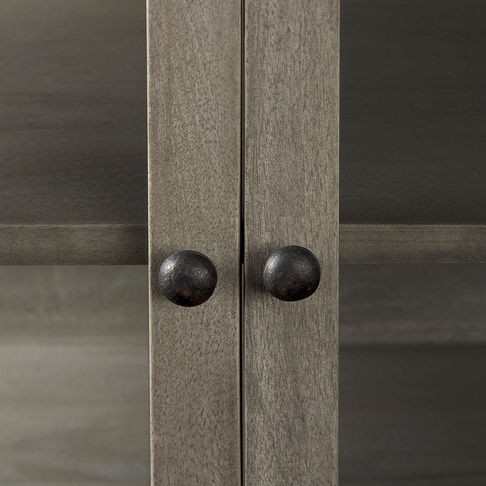Mercana - Arelius 36L x 18W x 32H Gray Wood, Black Metal Base w/ 2 Glass Doors Accent Cabinet - 69291 view 4