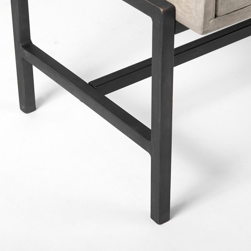 Mercana - Arelius 36L x 18W x 32H Gray Wood, Black Metal Base w/ 2 Glass Doors Accent Cabinet - 69291 view 6