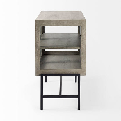 Mercana - Arelius 36L x 18W x 32H Gray Wood, Black Metal Base w/ 2 Glass Doors Accent Cabinet - 69291 view 9