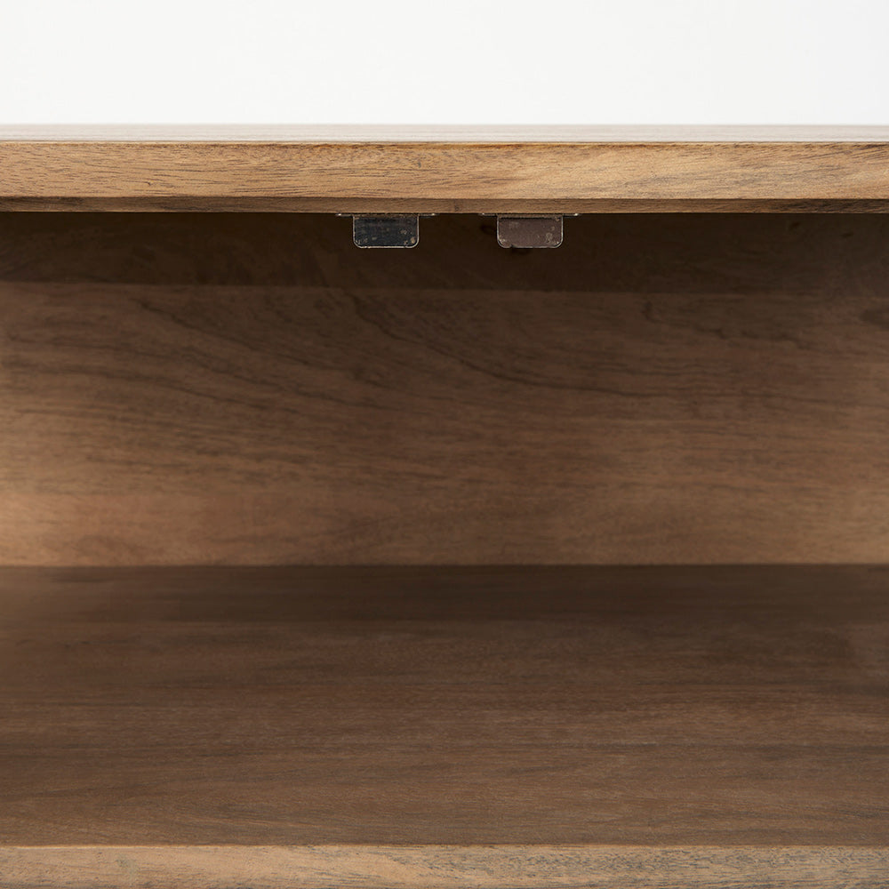 Mercana - Arelius 36L x 18W x 32H Light Brown Wood, Black Metal Base w/ 2 Glass Doors Accent Cabinet - 69226 view 8