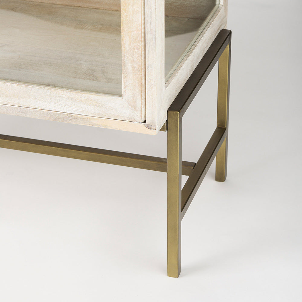 Mercana - Arelius 36L x 18W x 32H White Wood, Gold Metal Base w/ 2 Glass Doors Accent Cabinet - 69292 view 9