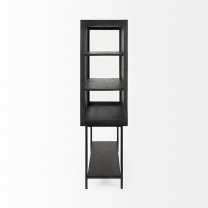 Mercana - Arelius 36L x 18W x 63H Black-Brown Wood W/ Black Metal Base Display Cabinet - 69210 view 3