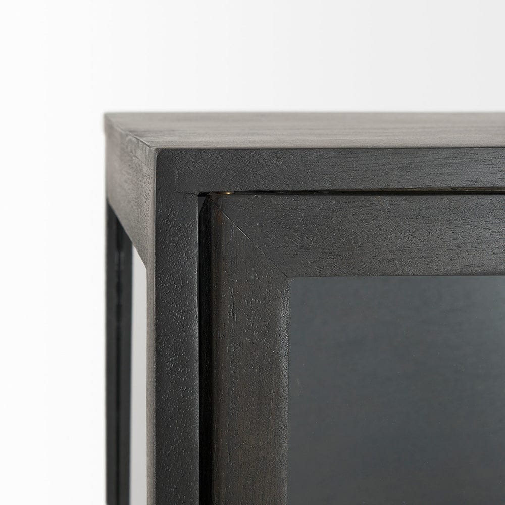 Mercana - Arelius 36L x 18W x 63H Black-Brown Wood W/ Black Metal Base Display Cabinet - 69210 view 5