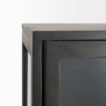 Mercana - Arelius 36L x 18W x 63H Black-Brown Wood W/ Black Metal Base Display Cabinet - 69210 view 5