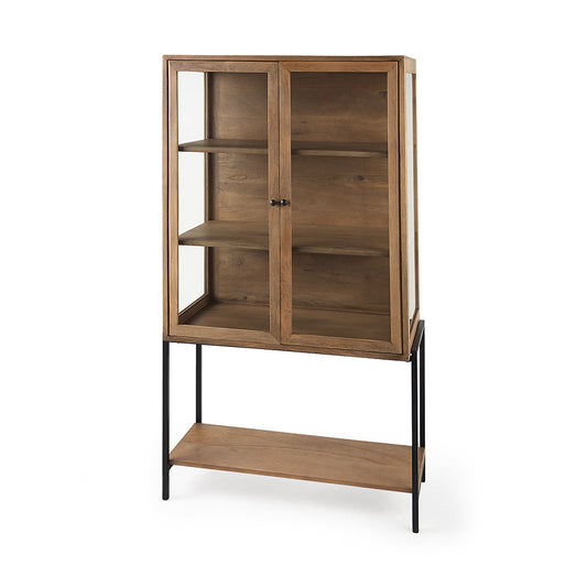 Mercana - Arelius 36L x 18W x 63H Light Brown Wood W/ Black Metal Base Display Cabinet - 69209 view 1