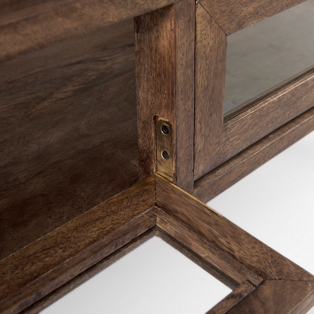 Mercana - Arelius 42" Square Glass-Top Medium Brown w/ Black Metal Base Display Coffee Table - 69296 view 8