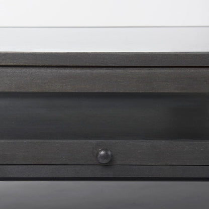 Mercana - Arelius 42"L Rectangular Glass-Top Black-Brown Wood w/ Black Metal Base Display Coffee Table - 69746 view 6