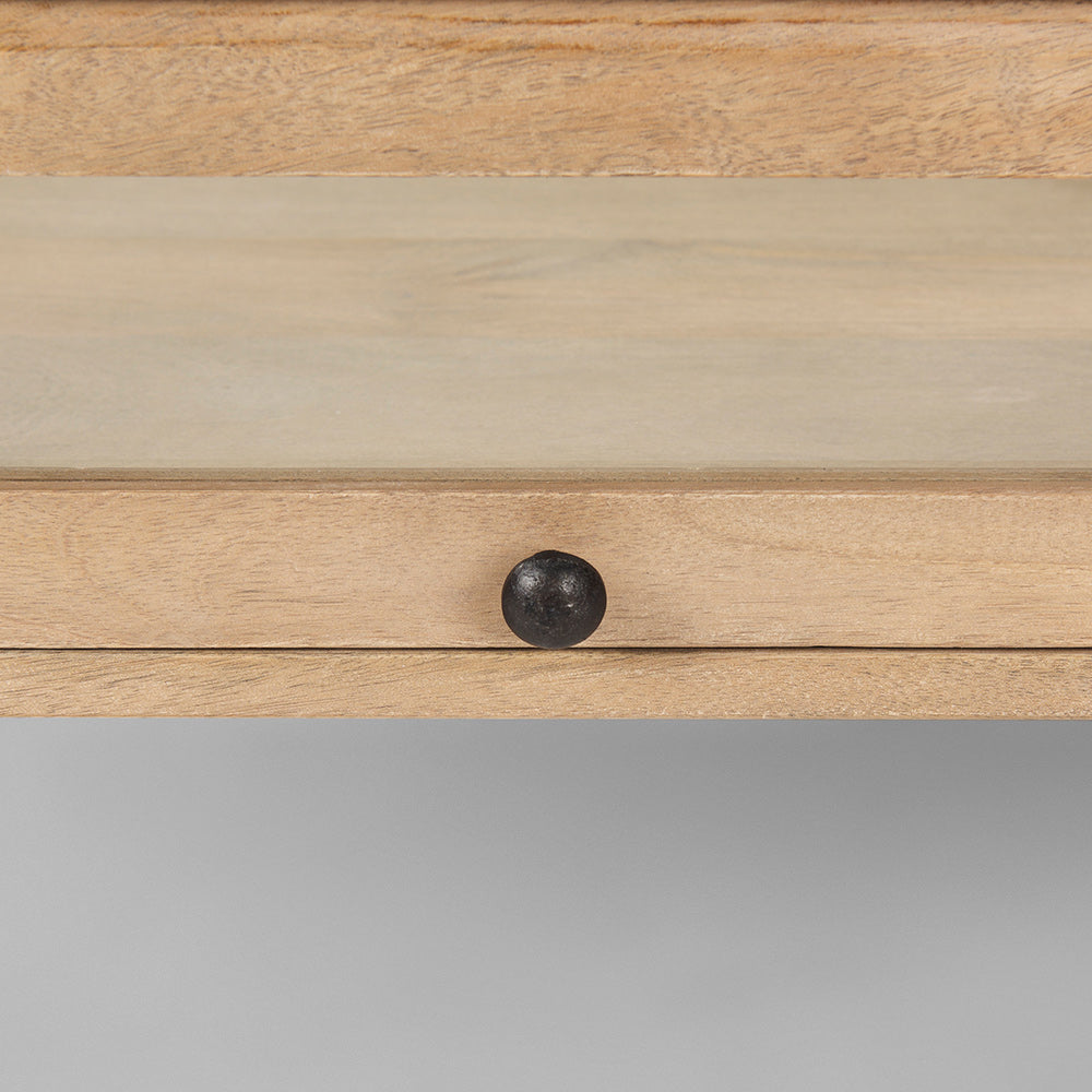 Mercana - Arelius 42"L Rectangular Light Brown Wood w/ Black Metal Base Display Coffee Table - 69748 view 6