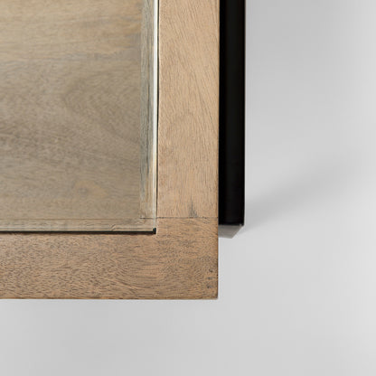 Mercana - Arelius 42"L Rectangular Light Brown Wood w/ Black Metal Base Display Coffee Table - 69748 view 9