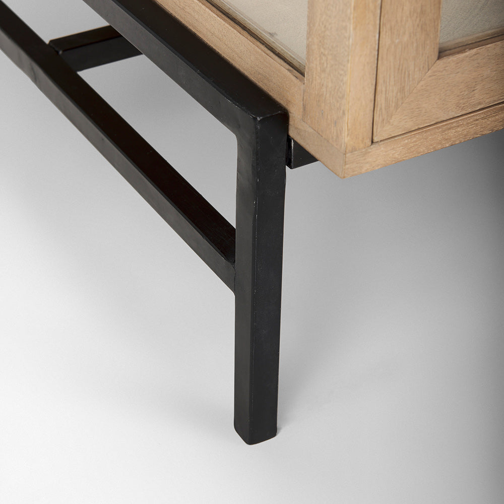 Mercana - Arelius 42"L Rectangular Light Brown Wood w/ Black Metal Base Display Coffee Table - 69748 view 10