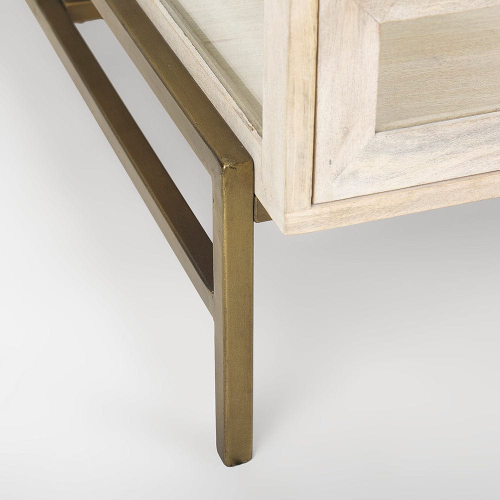 Mercana - Arelius 42L x 42W x 15H White Wood W/ Gold Metal Base Square Display Coffee Table - 69298_CLOSEOUT view 10