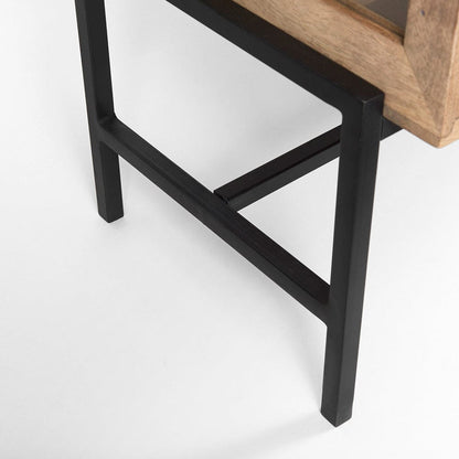 Mercana - Arelius 70L x 18W x 32H Light Brown Wood, Black Metal Base w/ 4 Glass Cabinet Doors Sideboard - 69227 view 9