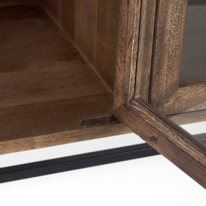 Mercana - Arelius 70L x 18W x 32H Medium Brown, Black Metal Base w/ 4 Glass Door Cabinets Sideboard - 69293 view 8