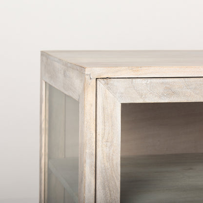 Mercana - Arelius 70L x 18W x 32H White Wood W/ Gold Metal Base 4 Door Glass Cabinet Sideboard - 69295_CLOSEOUT view 5