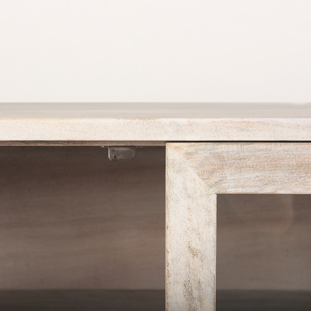 Mercana - Arelius 70L x 18W x 32H White Wood W/ Gold Metal Base 4 Door Glass Cabinet Sideboard - 69295_CLOSEOUT view 6