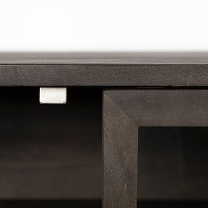 Mercana - Arelius 70x18 Black-Brown Wood, Black Metal Base w/ 4 Glass Cabinet Doors Sideboard - 69011 view 7