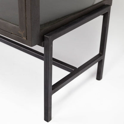 Mercana - Arelius 70x18 Black-Brown Wood, Black Metal Base w/ 4 Glass Cabinet Doors Sideboard - 69011 view 9