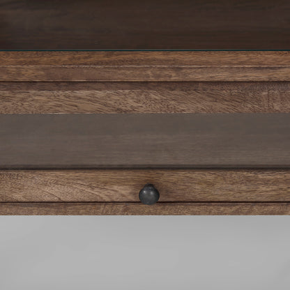 Mercana - Arelius Rectangular Glass-Top Medium Brown Wood w/ Black Metal Base Display Coffee Table - 69747 view 6