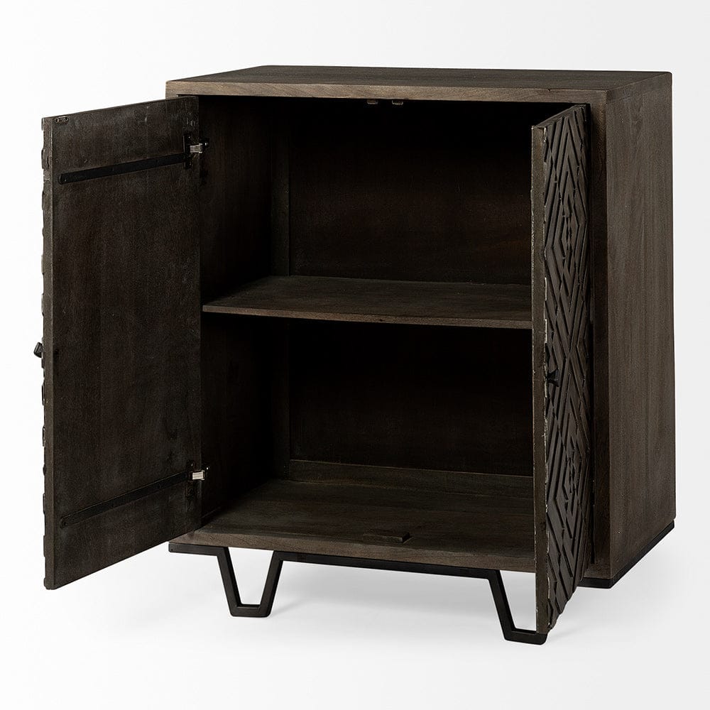 Mercana - Argyle I 36L x 16W Dark Brown And Metal 2 Door Accent Cabinet - 67541 view 2