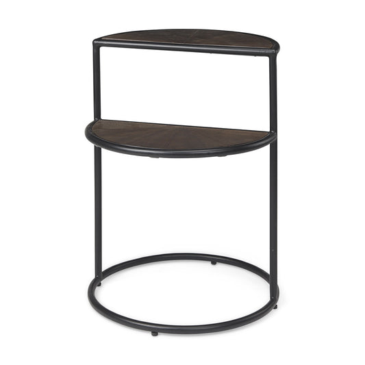 Mercana - Arlo 20.5L x 20.5W x 24.4H Brown Wood W/Black Metal End Table - 69735 view 1