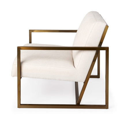 Mercana - Armelle Cream Fabric Seat W/Gold Metal Frame Accent Chair - 69450 view 3