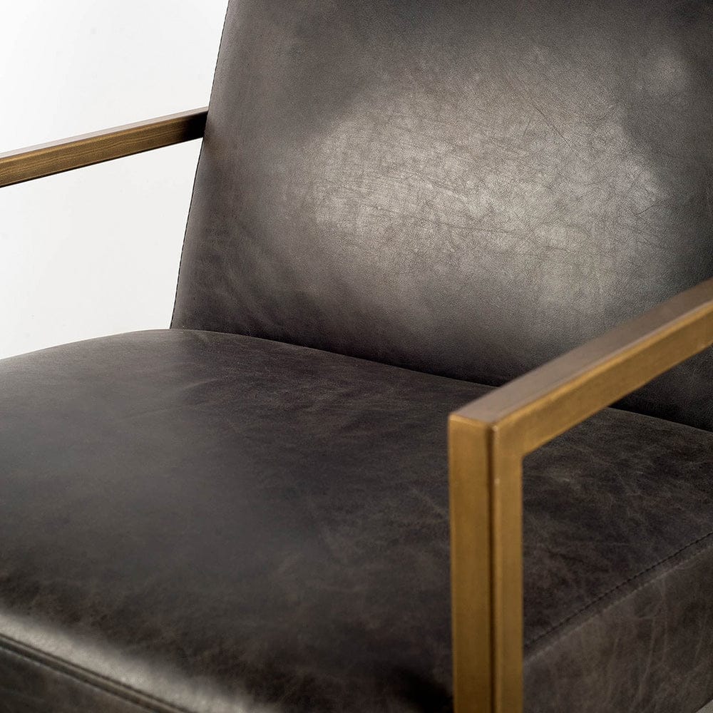Mercana - Armelle I Black Leather Seat w/Gold Metal Frame Accent Chair - 67083 view 2