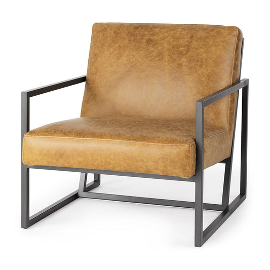 Mercana - Armelle II Brown Leather Seat w/Gray Metal Frame Accent Chair - 67084 view 1