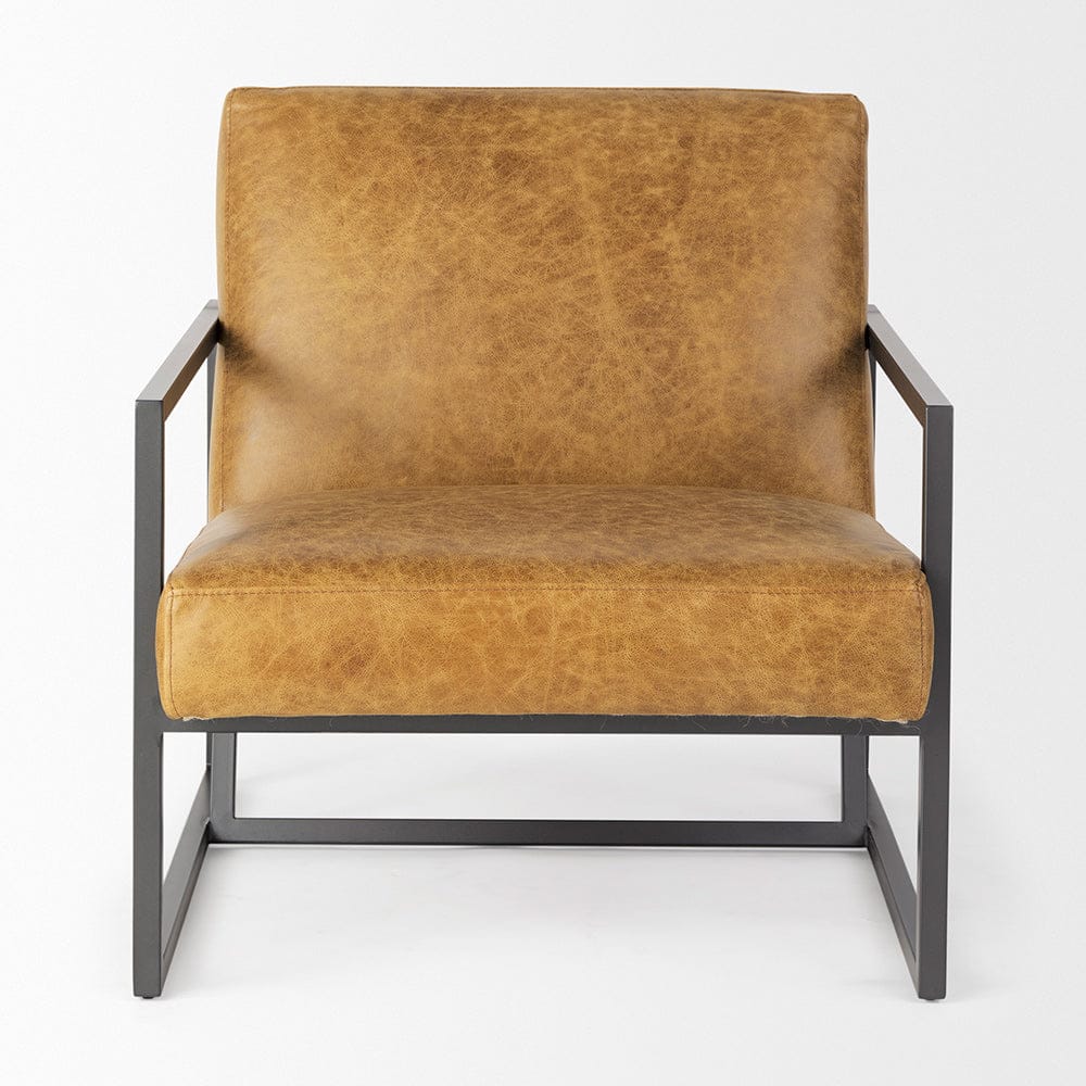 Mercana - Armelle II Brown Leather Seat w/Gray Metal Frame Accent Chair - 67084 view 9