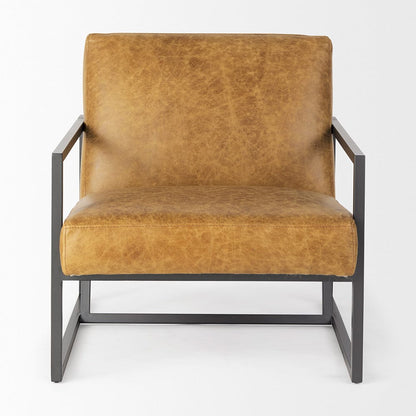 Mercana - Armelle II Brown Leather Seat w/Gray Metal Frame Accent Chair - 67084 view 9