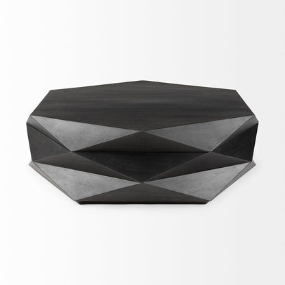 Mercana - Arreto Black Solid Wood Hexagonal Storage Coffee Table - 69541 view 2