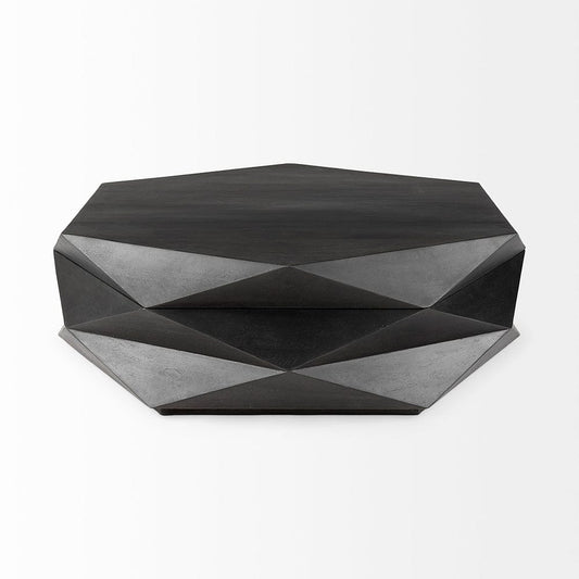 Mercana - Arreto Black Solid Wood Hexagonal Storage Coffee Table - 69541 view 2