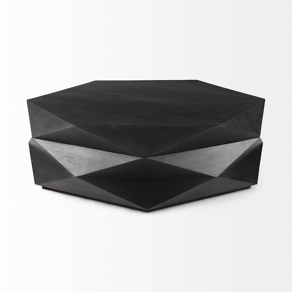 Mercana - Arreto Black Solid Wood Hexagonal Storage Coffee Table - 69541 view 3
