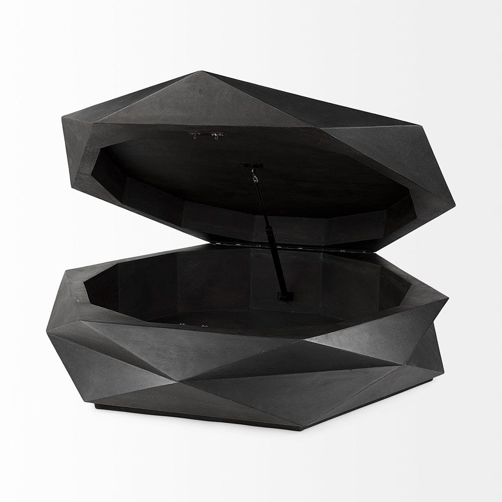 Mercana - Arreto Black Solid Wood Hexagonal Storage Coffee Table - 69541 view 4
