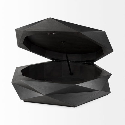 Mercana - Arreto Black Solid Wood Hexagonal Storage Coffee Table - 69541 view 4
